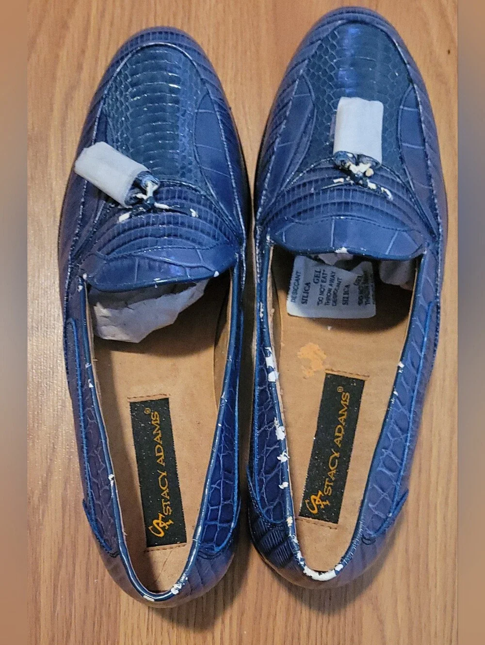 Vintage Stacy Adams Men's Blue Genuine Snake Skin Tassel Loafers - Size 9 1/2